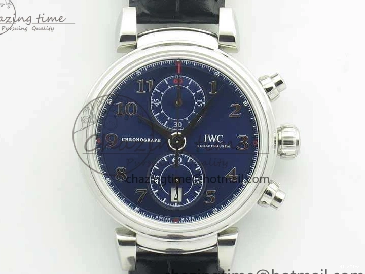 MIROTIME 0116 Breathable Da Vinci IW393402 SS ZF 1:1 Best Edition Blue Dial On Black Leather Strap A 7211